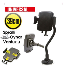 ARAÇ İÇİ TELEFON TUTACAĞI 39 CM SPRALLİ OYNAR 360° VANTUZLU