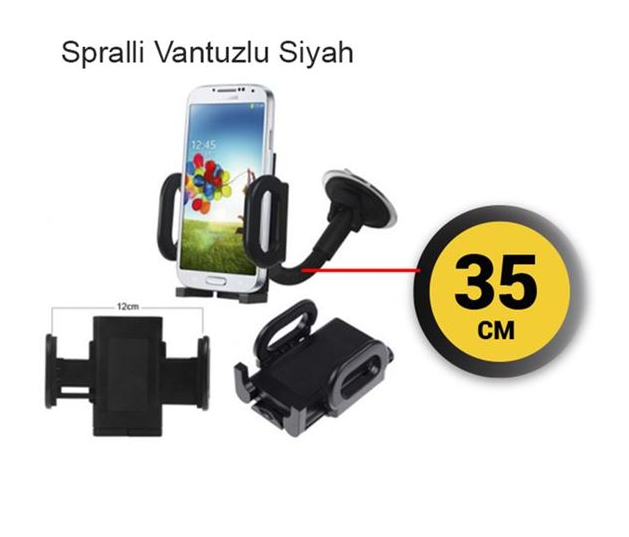 ARAÇ İÇİ TELEFON TUTACAĞI 35 CM SPRALLİ VANTUZLU VAKUM