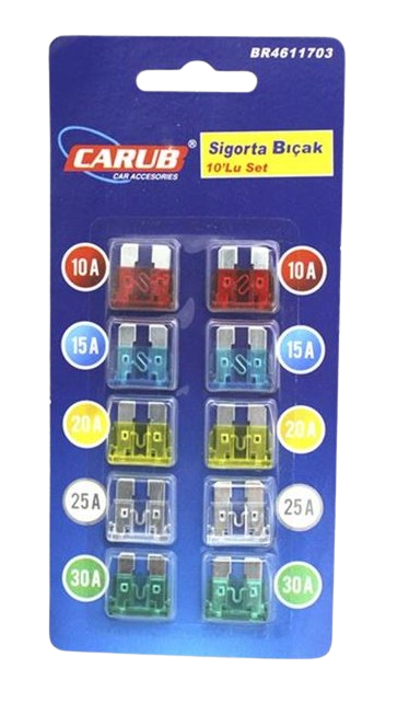 OTO BIÇAK SİGORTA 10'LU SET(FİŞLİ SİGORTA)